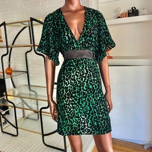 Vintage Betsey Johnson Green Velvet Kimono Dress